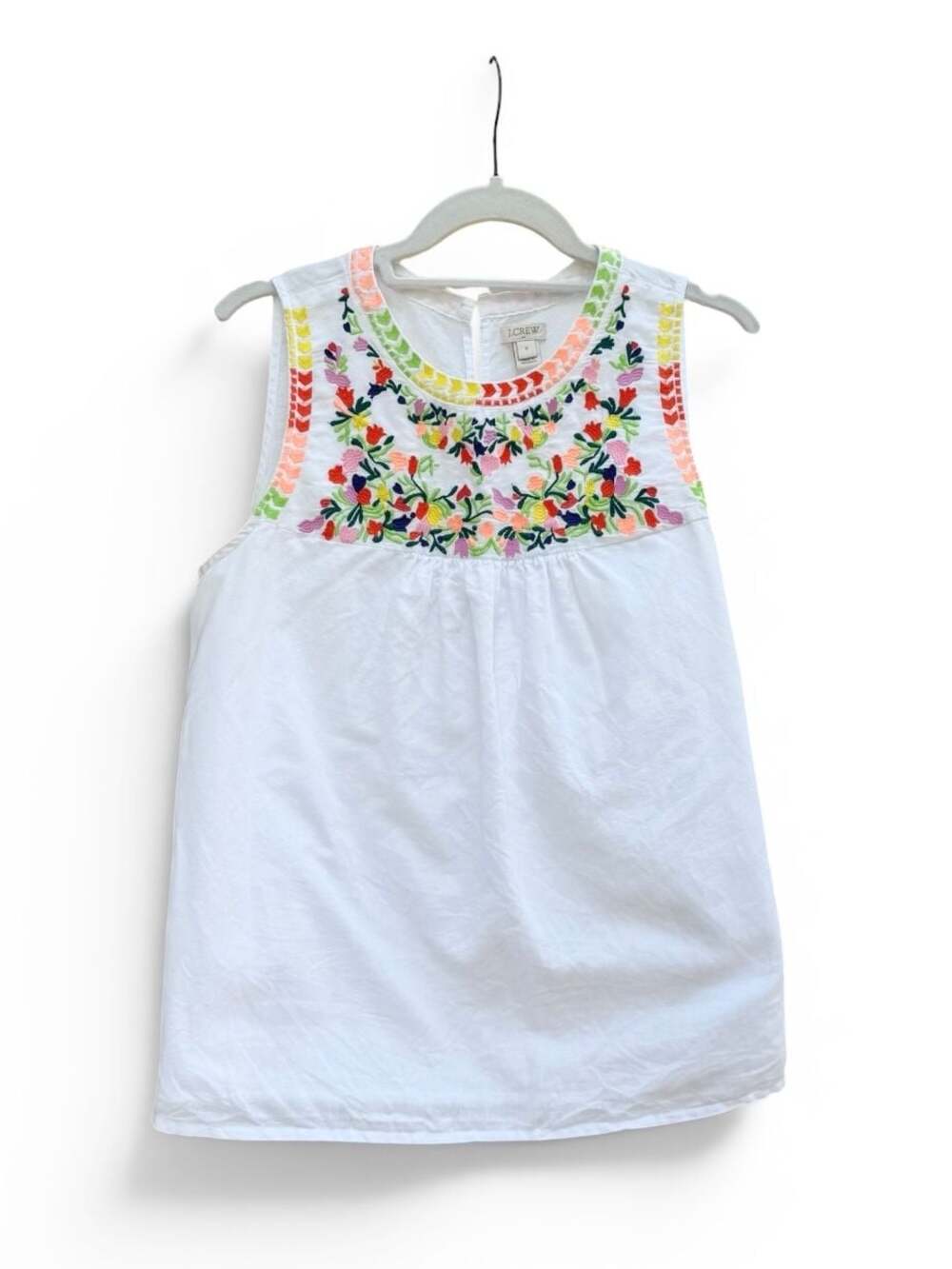 J.Crew Women's White Embroidered Sleeveless Blouse Size 8